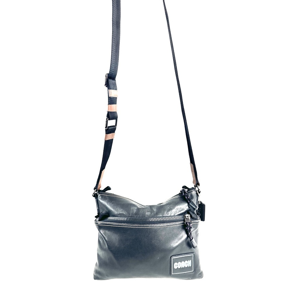 Coach Pacer 78834 Black Smooth Leather Small Crossbody Bag Retro Patch Very Rare